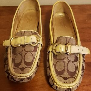 Coach Brown and Cream Patterned Loafers